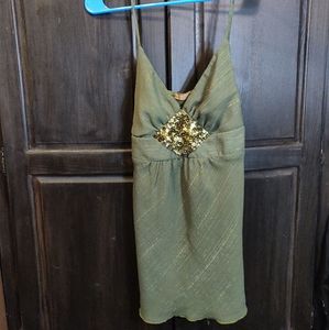 XXi Sheer Green Spaghetti Strap Sequined Tank Top
